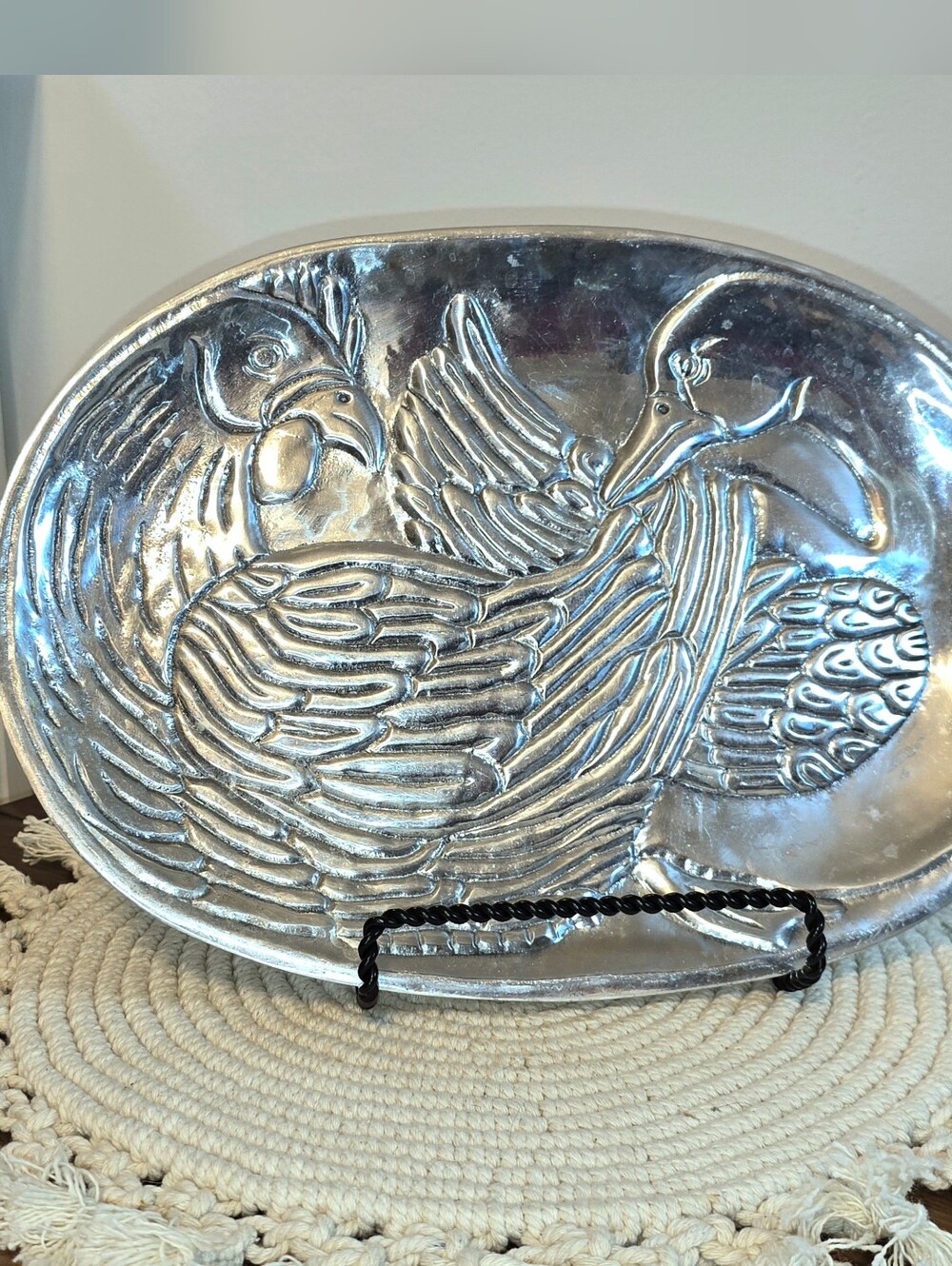 Vandor Imports Vintage 1979 Aluminum Rooster Duck Platter